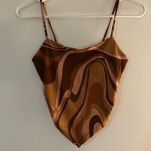 Brown and Tan Women's Top